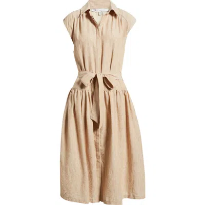 Julia Jordan Cap Sleeve Tie Waist Midi Dress In Brown