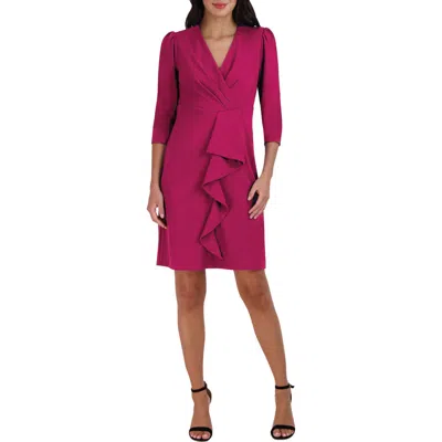 Julia Jordan Cascade Ruffle Crepe Sheath Dress In Purple