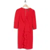 Julia Jordan Cascade Ruffle Crepe Sheath Dress In Spring Red