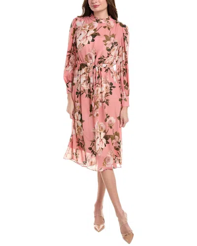 Julia Jordan Chiffon Drawstring Midi Dress In Pink