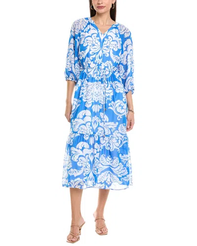 Julia Jordan Chiffon Midi Dress In Blue/ivory