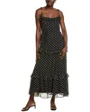 Julia Jordan Polka Dot Tiered Maxi Dress In Black