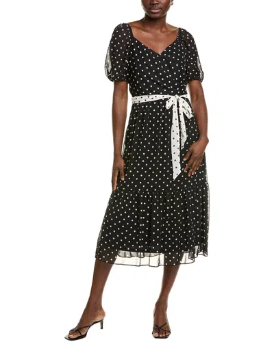 Julia Jordan Women's Dot-print Short-sleeve Midi Chiffon Dress In Black