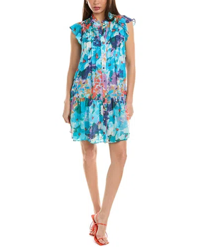 Julia Jordan Chiffon Shirtdress In Blue