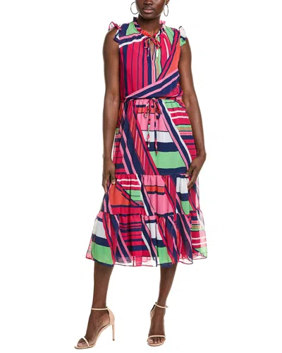 Julia Jordan Chiffon Tiered Midi Dress In Red
