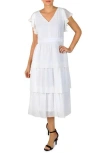 Julia Jordan Flutter-sleeve Chiffon Midi Dress