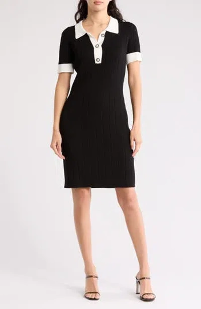 JULIA JORDAN JULIA JORDAN COLLARED RIBBED SWEATER DRESS