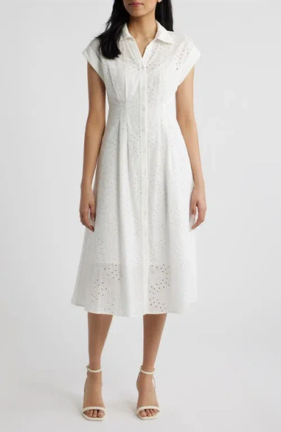 Julia Jordan Cotton Broderie Anglaise Shirtdress In White