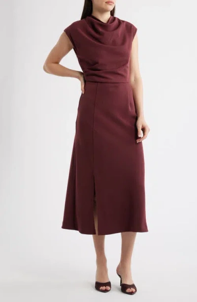 Julia Jordan Cowl Neck Midi Dress In Burgundy