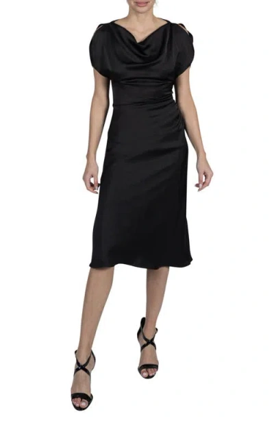 Julia Jordan Cowl Neck Satin Dress In Black