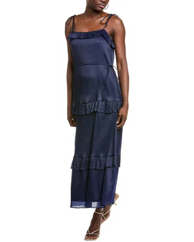 Julia Jordan Crinkled Chiffon Midi Dress In Blue