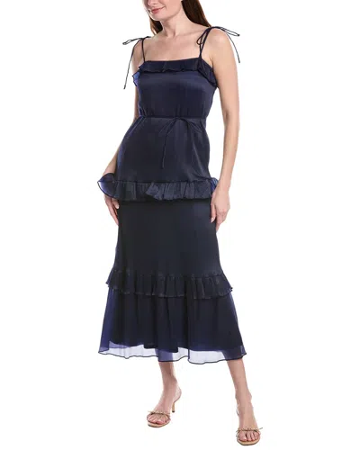 Julia Jordan Crinkled Chiffon Midi Dress In Blue