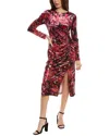 Julia Jordan Abstract Print Long Sleeve Velvet Midi Dress In Multi