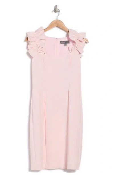 Julia Jordan Donna Ricco Ruffle Shoulder Sheath Dress In Pink