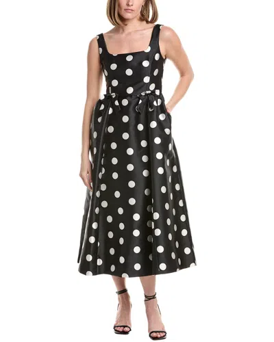 Julia Jordan Dot Monroe Twill Sleeveless Midi Dress In Black