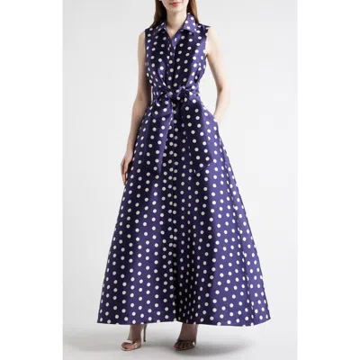 Julia Jordan Dot Sleeveless Gown In Multi
