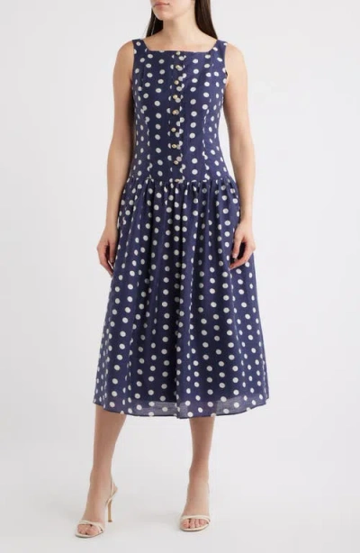 Julia Jordan Dot Sleeveless Midi Dress In Multi