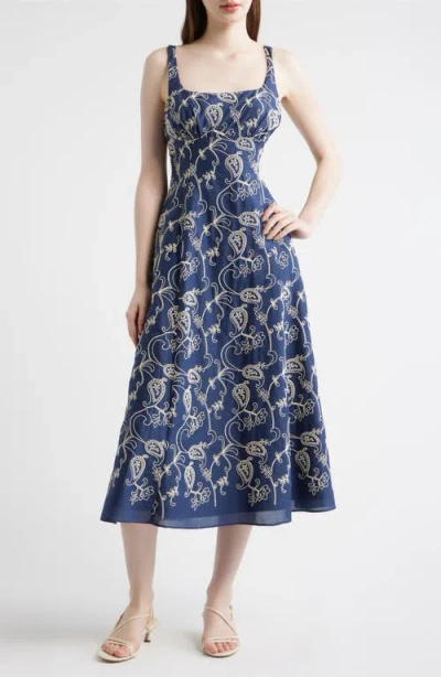 Julia Jordan Embroidered Midi Dress In Black