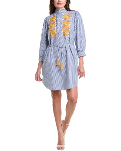 Julia Jordan Embroidered Poplin Shirtdress In Blue