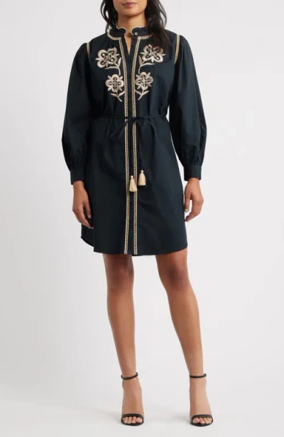 Julia Jordan Embroidered Shirtdress In Blue