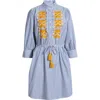 Julia Jordan Embroidered Poplin Shirtdress In Blue