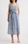 Julia Jordan Embroidery Detail Cotton Dress In Blue