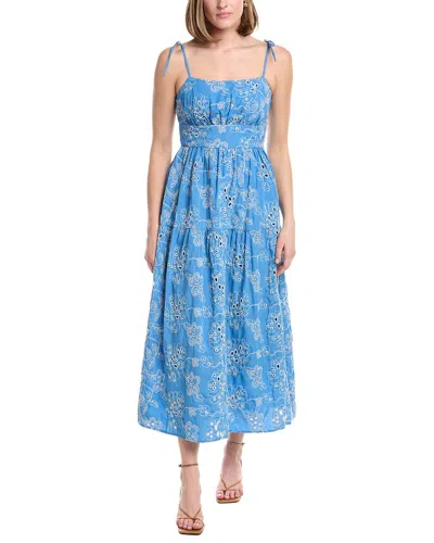 Julia Jordan Eyelet Embroidery Sleeveless Midi Dress In Blue