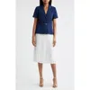 Julia Jordan Faux Two-piece Short Sleeve Belted Midi Dress In Blue