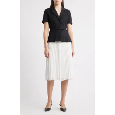 Julia Jordan Faux Two-piece Short Sleeve Belted Midi Dress In Black