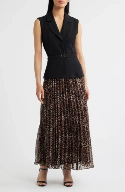 Julia Jordan Faux Two-piece Sleeveless Belted Maxi Dress