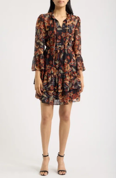 Julia Jordan Floral Bell Sleeve Chiffon Dress In Multi
