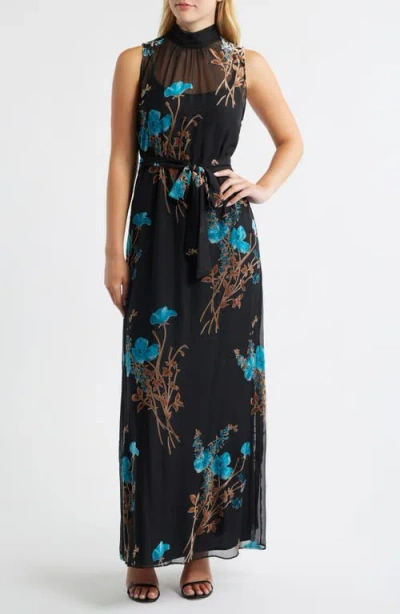 Julia Jordan Floral Burnout Organza Cocktail Dress In Animal Print