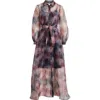Julia Jordan Floral Chiffon Button-up Gown In Brown