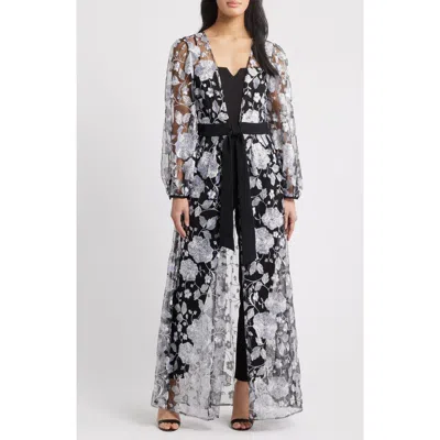 Julia Jordan Floral Embroidery Long Jacket & Jumpsuit Set