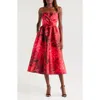 Julia Jordan Floral Fit & Flare Cocktail Midi Dress In Red Multi