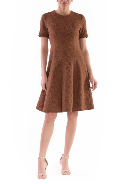 Julia Jordan Floral Jacquard Fit & Flare Dress In Cocoa