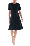 Julia Jordan Metalllic Tweed Fit & Flare Cocktail Dress In Navy