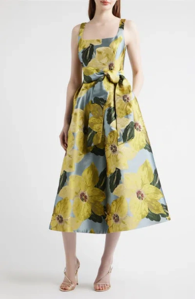 Julia Jordan Floral Jacquard Midi Cocktail Dress In Multi