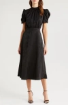 Julia Jordan Floral Jacquard Mock Neck Midi Dress In Black