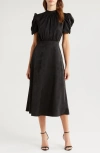 Julia Jordan Floral Jacquard Mock Neck Midi Dress In Black