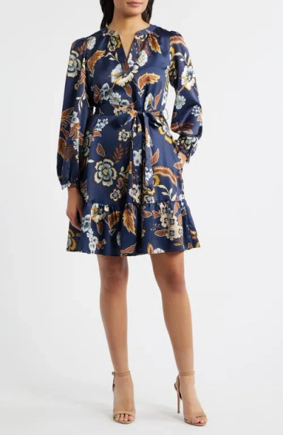 Julia Jordan Floral Long Sleeve Dress In Blue