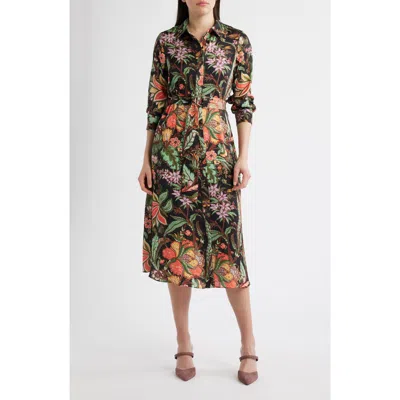Julia Jordan Floral Long Sleeve Midi Shirtdress In Multi