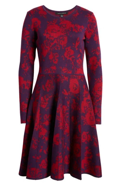 Julia Jordan Floral Long Sleeve Sweater Dress In Red Multi