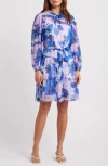 Julia Jordan Floral Long Sleeve Tiered Dress In Blue Multi