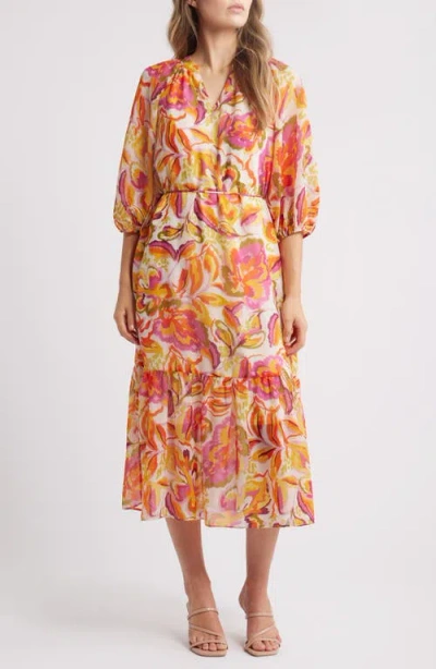 Julia Jordan Floral Midi Dress In Orange