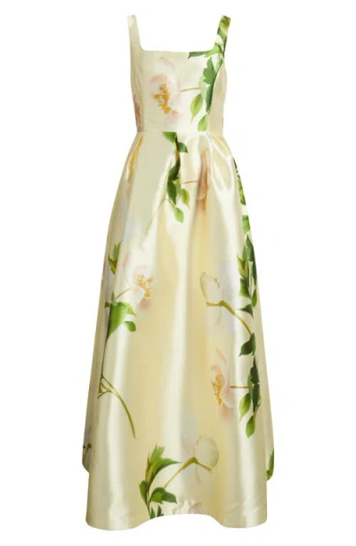 Julia Jordan Floral Mikado Fit & Flare Gown In Neutral
