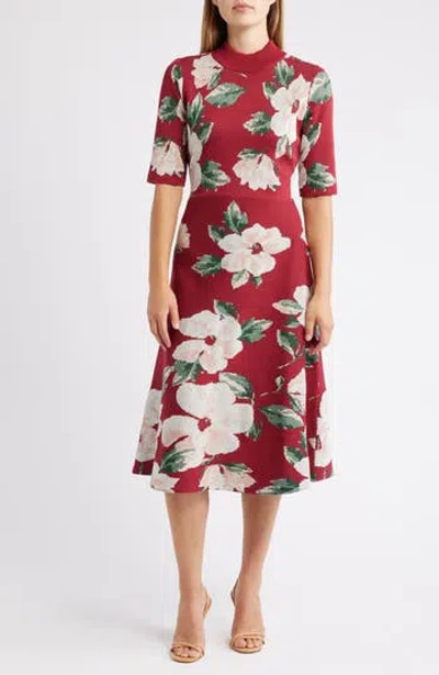 Julia Jordan Floral Mock Neck Knit Dress In Multi