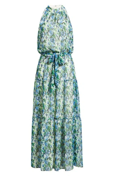 Julia Jordan Floral Mock Neck Tiered Maxi Dress In Multi