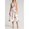 Julia Jordan Floral One-shoulder Cocktail Midi Dress