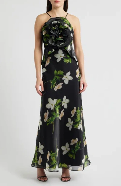 Julia Jordan Floral Organza Gown In Multi